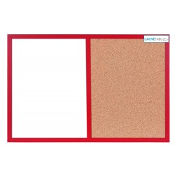 Magneticko-korková tabuľa v drevenom ráme - červená WOOD (60x40 cm)