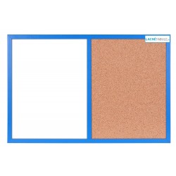 Magneticko-korková tabuľa v drevenom ráme - modrá WOOD (60x40 cm)
