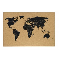 Korková tabuľa bez rámu - čierna mapa sveta (60x40 cm)