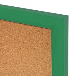 Korková tabuľa v drevenom ráme - zelená WOOD (60x40 cm)