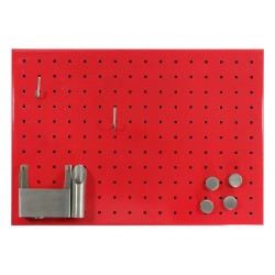 Kovová magnetická tabuľa s otvormi - červená (50x35 cm)