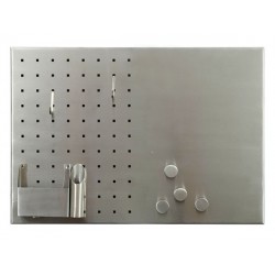 Kovová magnetická tabuľa s otvormi - sivá (50x35 cm)