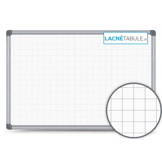 Magnetická tabuľa v hliníkovom ráme s potlačou - mriežky 2,5x2,5 cm (90x60 cm)